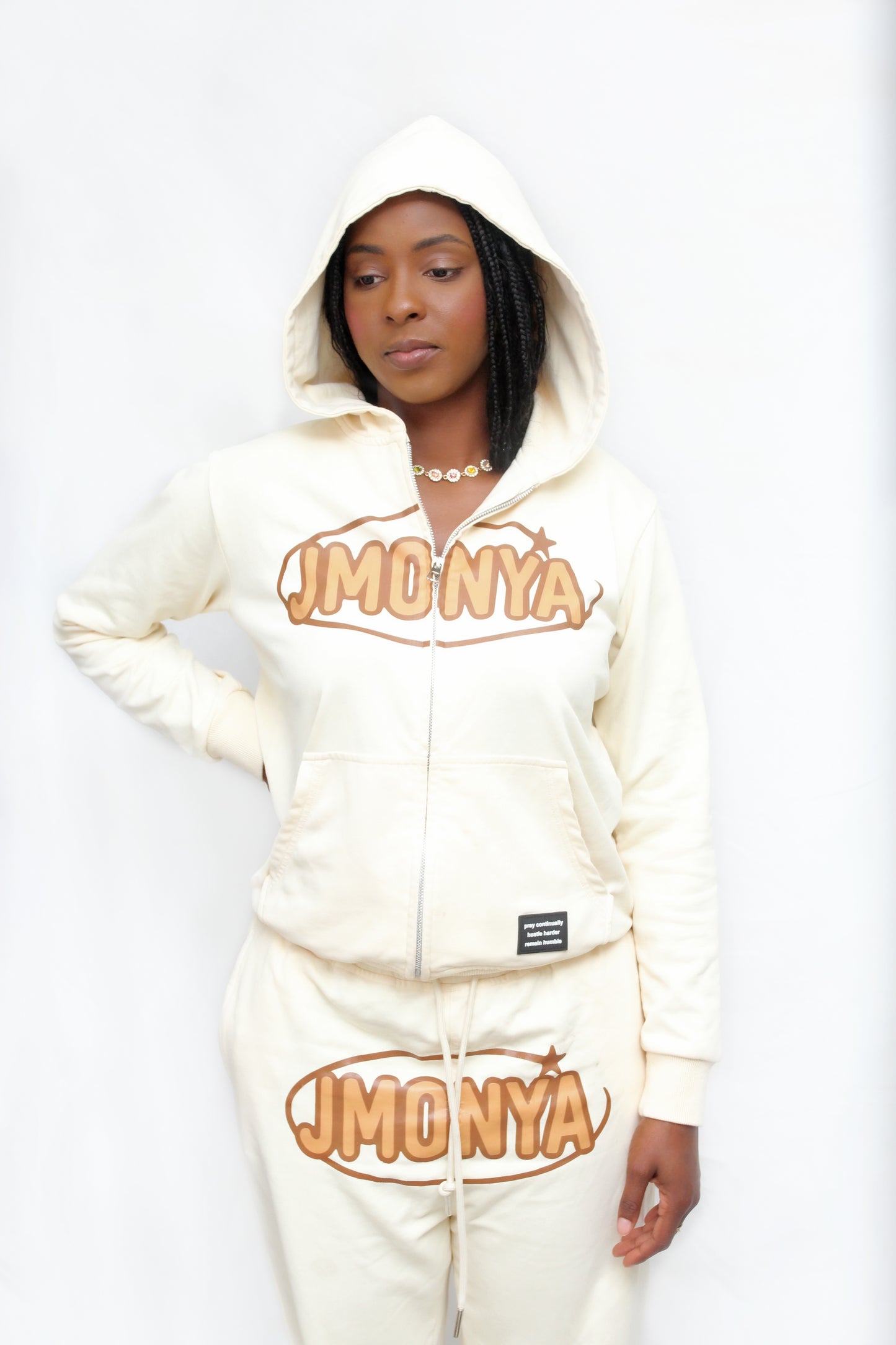 It's Your World Sweatsuit- Cream & Brown
